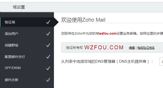 Zoho Mail验证域名