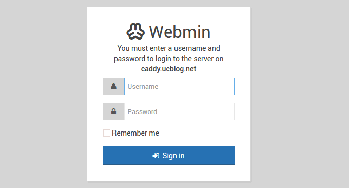 Virtualmin/Webmin登录界面