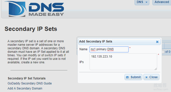 DNS Made Easy设置IP Set