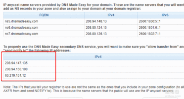 DNS Made Easy给出IP地址