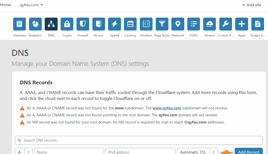 CloudFlare免费CDN管理DNS记录