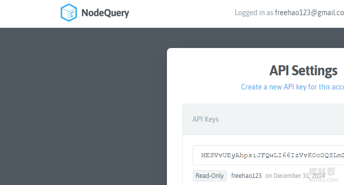 NodeQuery  API账户设置