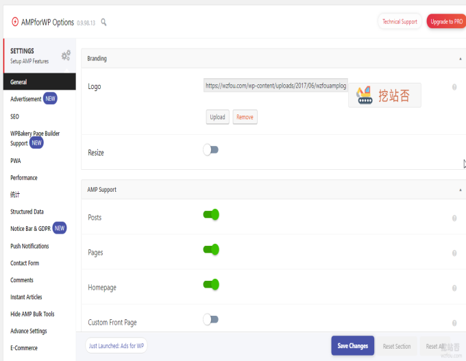 AMP for WP操作界面