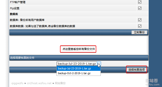 DirectAdmin查看备份文件