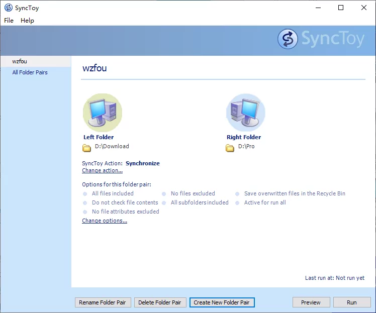 SyncToy添加文件夹