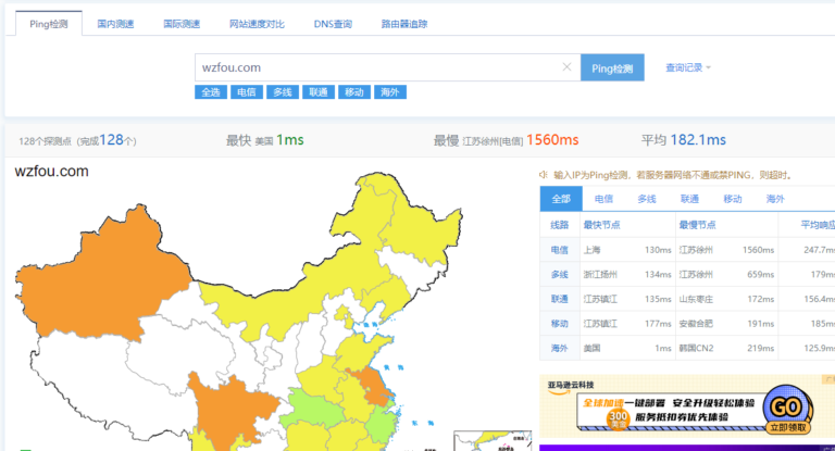 十个好用的服务器和网站在线测速和Ping工具-在线Ping,网站测速和路由追踪 - 挖站否-挖掘建站的乐趣