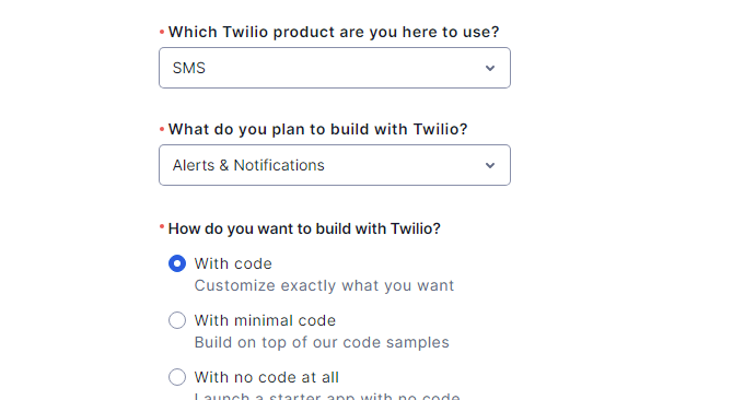 Twilio免费电话填写信息