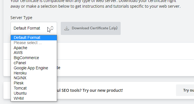ZeroSSL免费SSL证书格式
