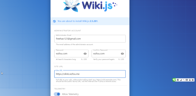 Wiki.js初始化设置